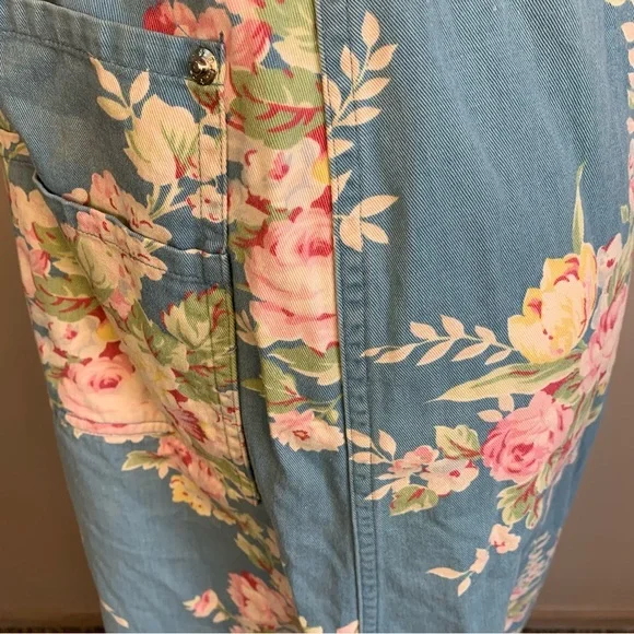 Ralph Lauren VTG 90s Blue Label Floral Denim 90s Apron Wrap Dress - Picture 11 of 13